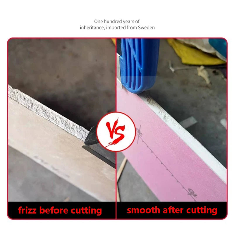 8-round, one-side one-button pressing positioning, curved handle, cutting 9~13mm thick gypsum board, front end embedded with scraper blade