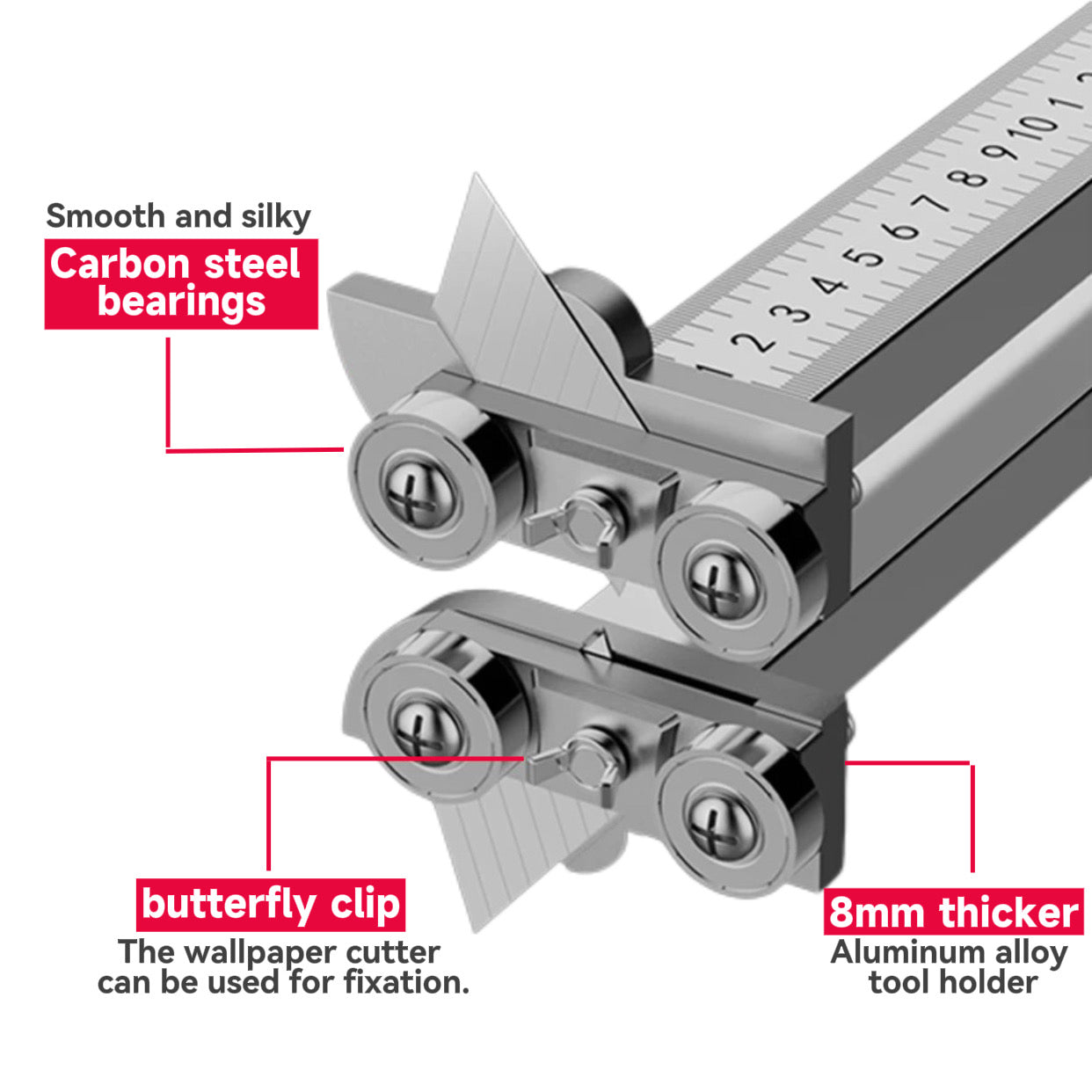 12 rounds, one-side one-button pressing positioning, reinforced nylon handle, cutting, 9~12mm thick gypsum board, front end embedded scraper blade