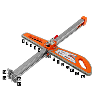 17 rounds,One-button pressing and positioning on both sides,Reinforced nylon handle,Cutting 8~10mm thick gypsum board,Front-end embedded shaving blade